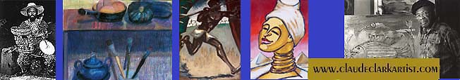 THE CLAUDE CLARK ART GALLERY CENTER --- Claude Clark and Claude Lockhart Clark are father and son African American artists. The father's work consist of paintings and the son is a sculptor. Both artists are printmakers and graphic artists. Their artwork is about the common man and African exsperience.